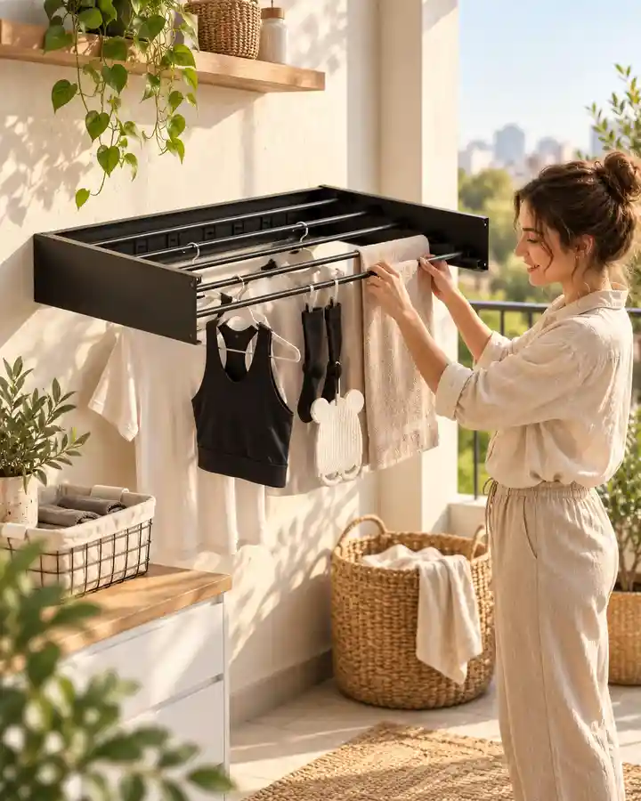 Étendoir à linge mural pliable