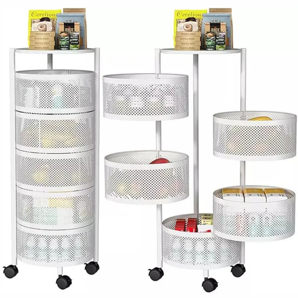 Chariot de Rangement Rotative en Metal 5 Panier