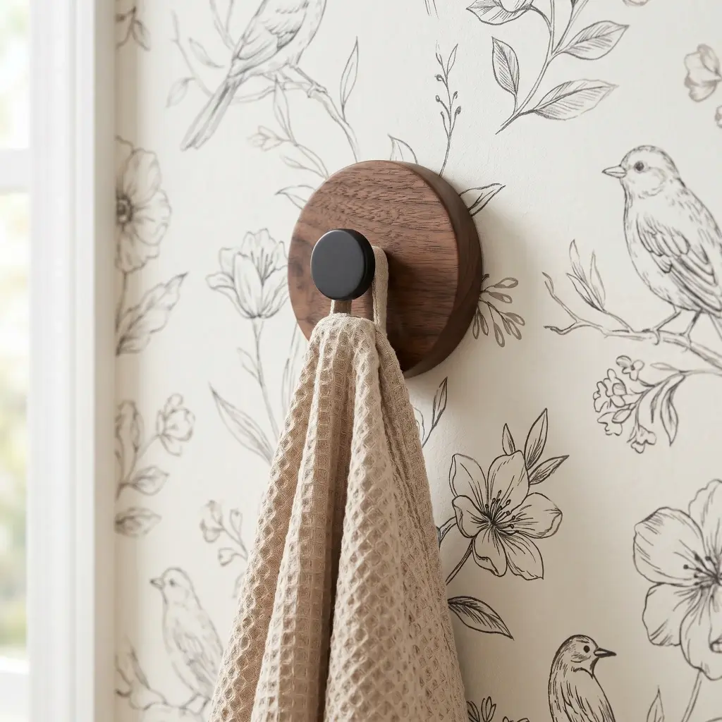 Crochet mural en Aluminium & Bois Effet Noyer