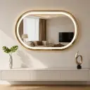 MIROIR LED OVALE 80×60 CM – CADRE EN ALUMINIUM DORÉ (HORIZONTAL)