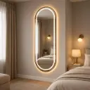 Miroir LED Ovale Vertical 150 × 50 cm – Cadre Aluminium Doré