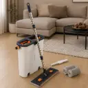 Balai Serpillière Plat avec Seau Essoreur Double Compartiment