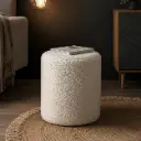 Pouf Mimosa Bouclé Beige – 53x40 cm