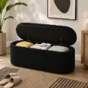 Banc de Rangement en Tissu Boucle Noir