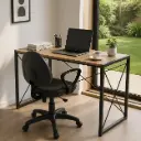Bureau Moderne IRIS – Métal Noir & Bois Clair (Pliable)