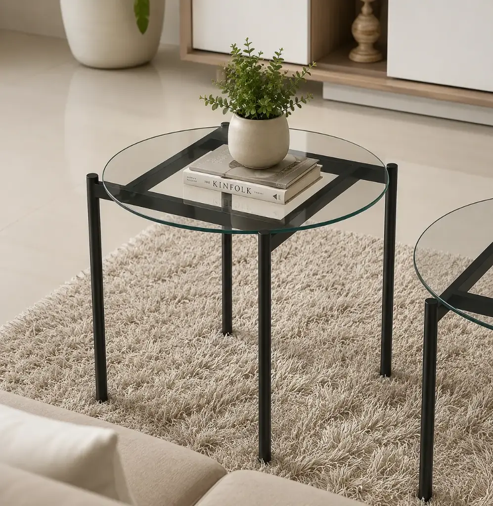 Table d’appoint Oscar PM – Verre & metal