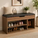 Banc Chaussures CozyBench – Couleur Bois Noyer / Assise Noir