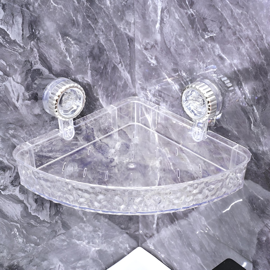 Etagere d’Angle Murale Transparente avec Ventouses