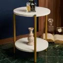 Table d’Appoint LINA – 2 Niveaux Blanc & Dore