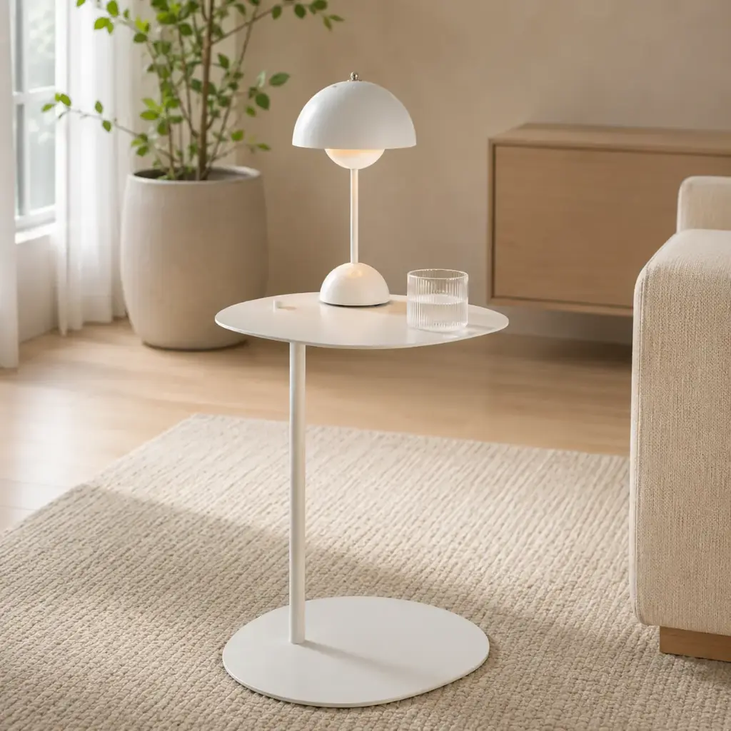 Table D’appoint En Metal Blanc