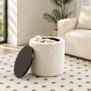 Pouf Boucle avec Rangement Beige & Noir 50x40cm