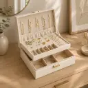 Boite a Bijoux en Simili Cuir Blanc – Rangement Luxe Velours