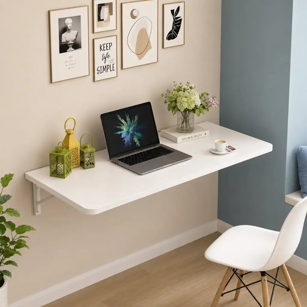 Table De Bureau Pliante Murale Blanche