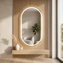Miroir LED Ovale 80×60 cm – Cadre en Aluminium Doré