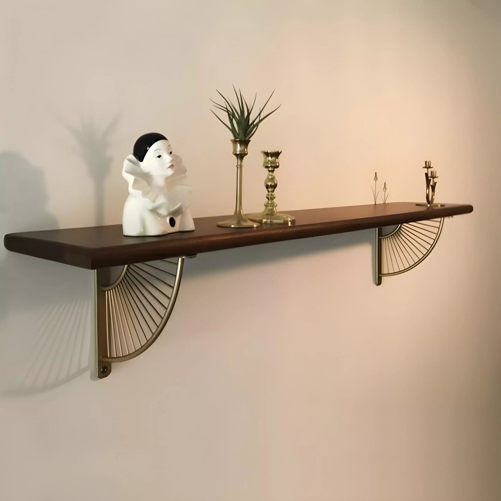 Etagere Murale Elegante Marron/Dore 70*22cm