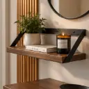 Etagere Murale Industrielle 75 cm en Bois Walnut & Metal Noir
