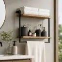 Etagere Murale ALTO (Noir/Marron) Pour Salle De Bain