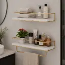 Kit Etageres Murales Dore/Blanc Bois & Metal