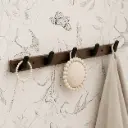 Porte-Manteaux Mural Bois & Aluminium Noir – 5 Crochets