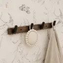 Porte-Manteaux Mural Bois & Aluminium Noir – 4 Crochets