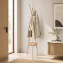 Porte manteaux Arbre Beige Metal avec etagere Bois