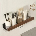 Etagere Murale 30 cm – Aluminium Noir & Bois Effet Noyer