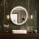 Miroir LED Rond Ø50 cm – Cadre Aluminium Gris