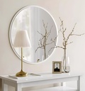 Miroir Rond en MDF Stratifie Blanc – Diametre 60 cm