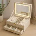 Boîte à Bijoux LED Beige – Luxe & Organisation
