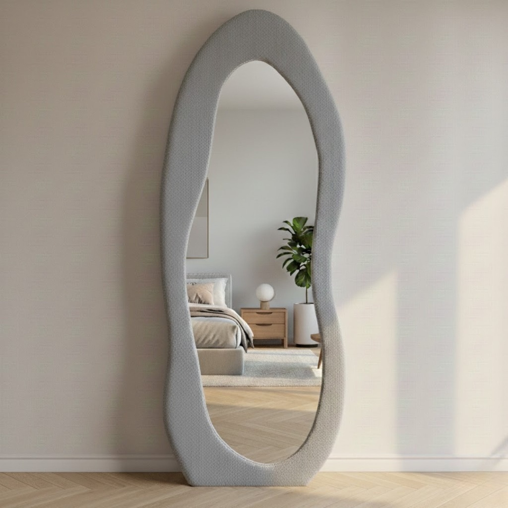 Miroir Sur Pied Organique EKOGOZLI Gris – 170 × 65 cm
