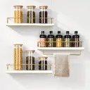 Kit De 3 Etageres Murales Modernes Dore/Dore Bois & Metal