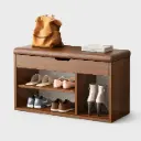 Banc Chaussures CozyBench – Couleur Bois Noyer / Assise Marron