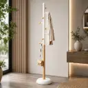 Porte-Manteau Scandinave en Métal Effet Bois avec Boutons en Bois – 180 × 30 cm
