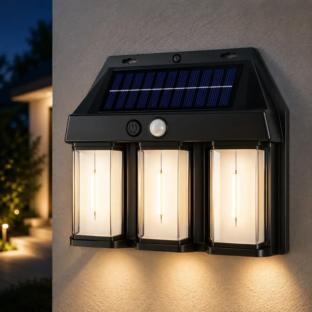 Lampe Murale Solaire 3 Lampes avec Détecteur de Mouvement