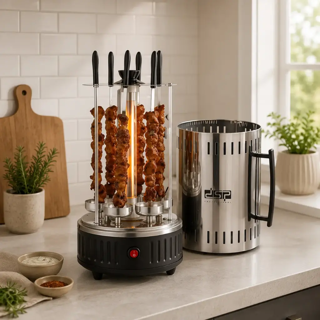 Barbecue Électrique Vertical DSP 1000W – 6 Broches