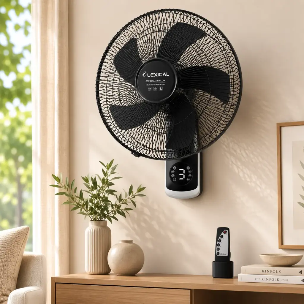 Ventilateur Mural Lexical 18" 75W avec Télécommande – Noir/Gris