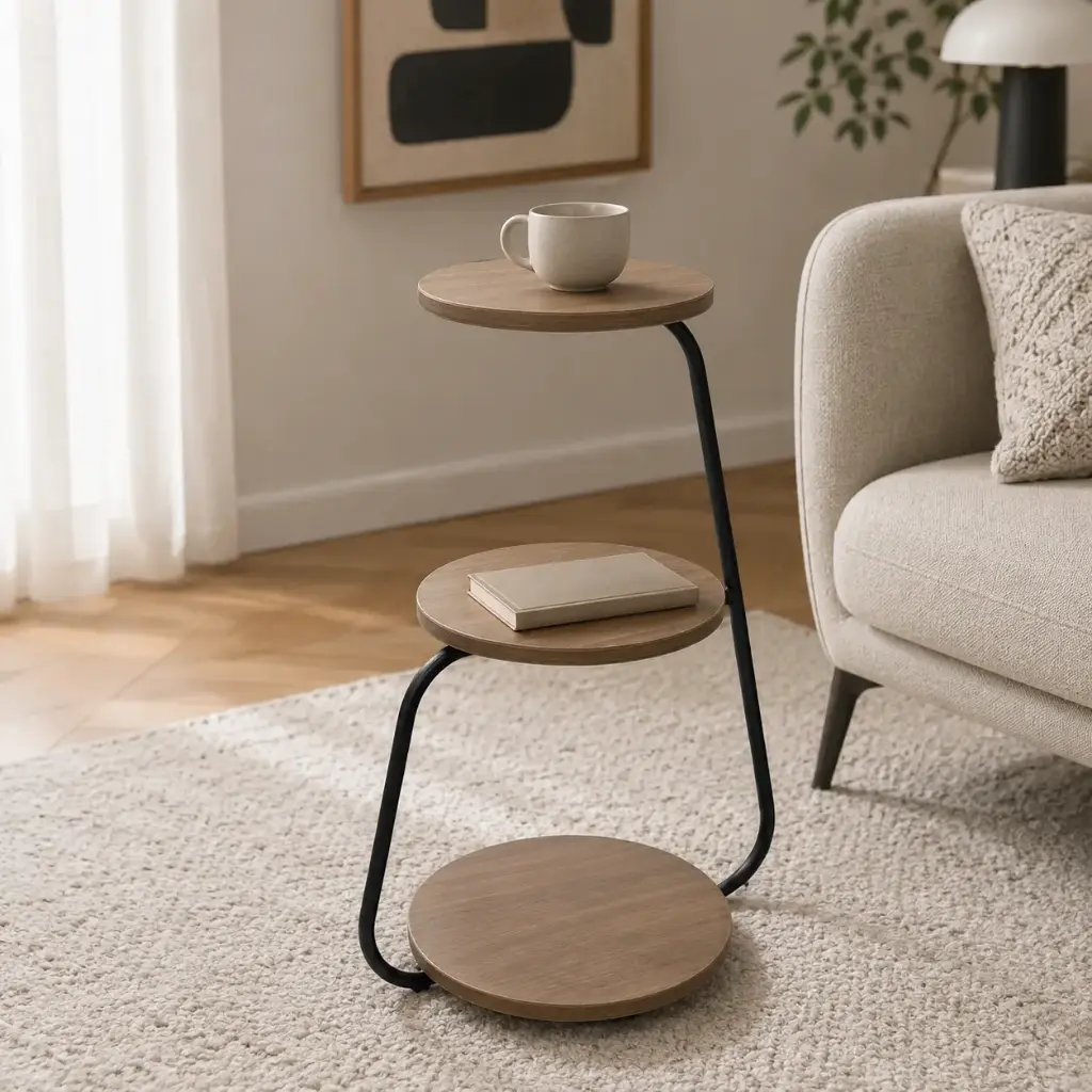 Table d’Appoint 3 Niveaux – Couleur Marron