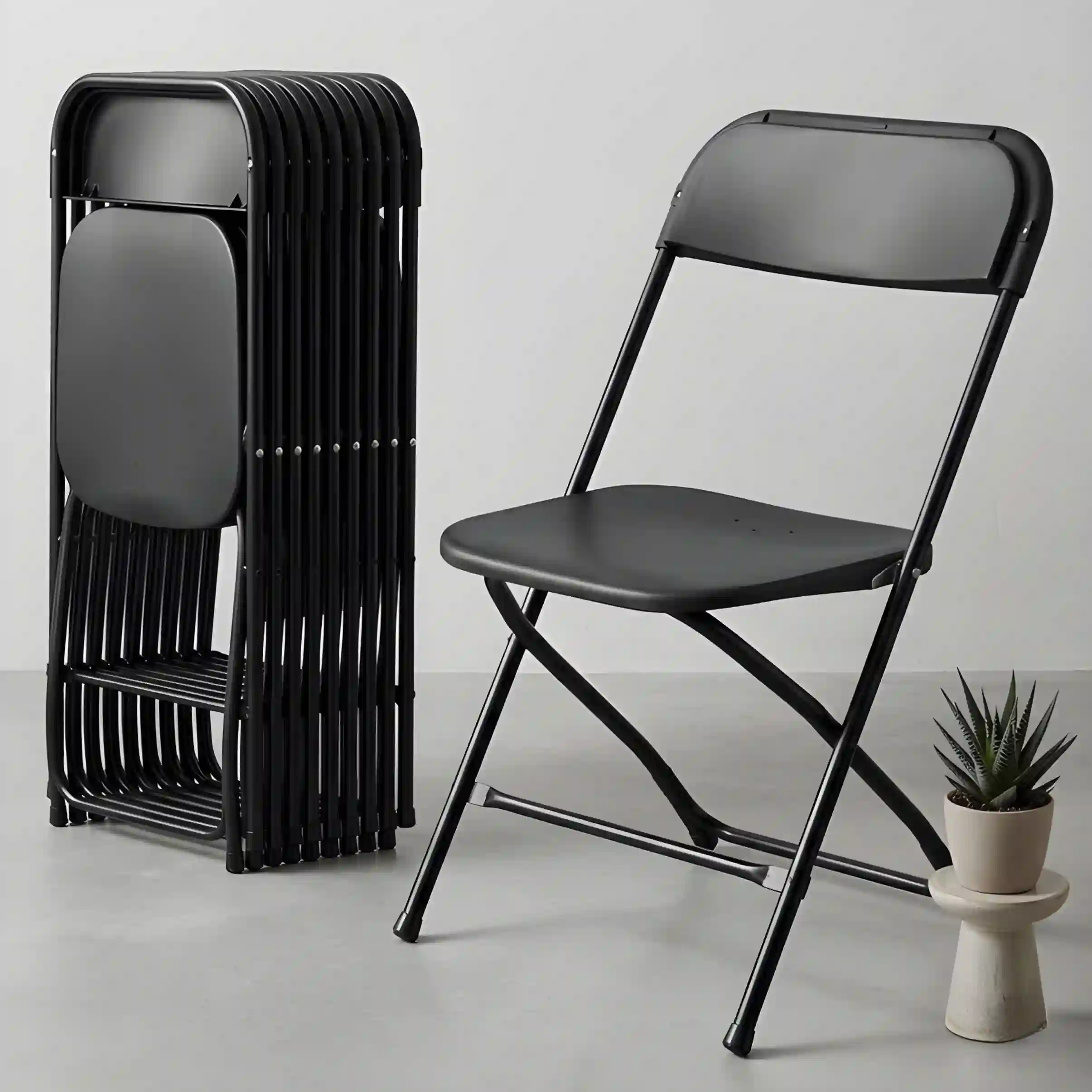 Chaise Pliante Noire Métal – Compacte & Résistante