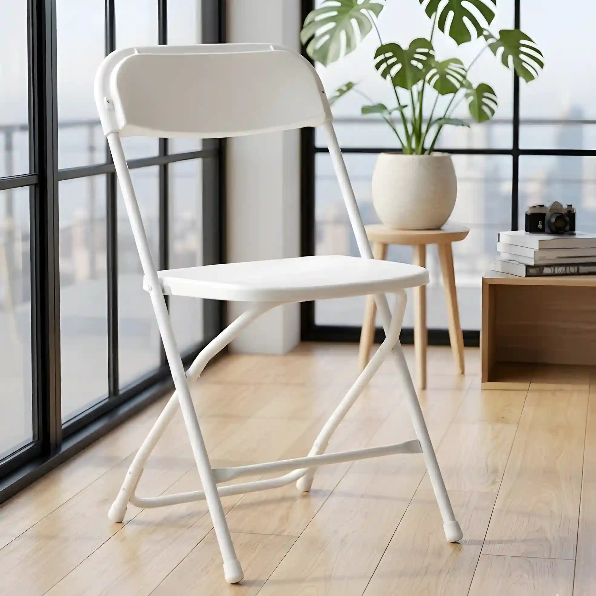 Chaise Pliante Blanche Métal – Compacte & Résistante