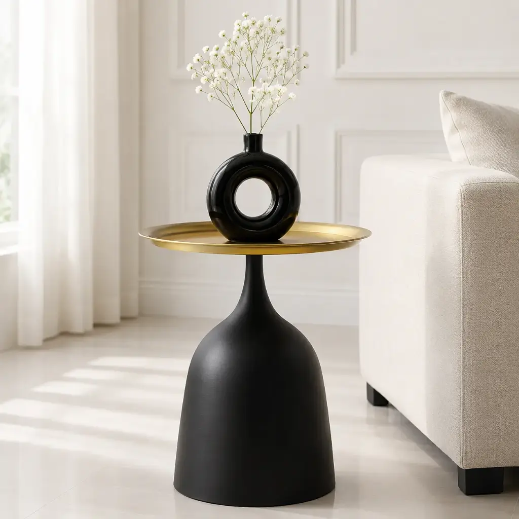 Table de Cafe VELORA Noir & Dore (40 × 47 cm)