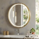 Miroir Rond LED 40CM – Cadre Aluminium Dore