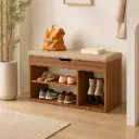 Banc Chaussures CozyBench – Couleur Bois Noyer / Assise Beige