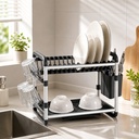 Egouttoir Vaisselle Aluminium 2 Niveaux avec Bac Égouttage – Holme Products