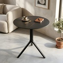 Table Café Luvista en HPL Effet Marbre avec Structure en Aluminium