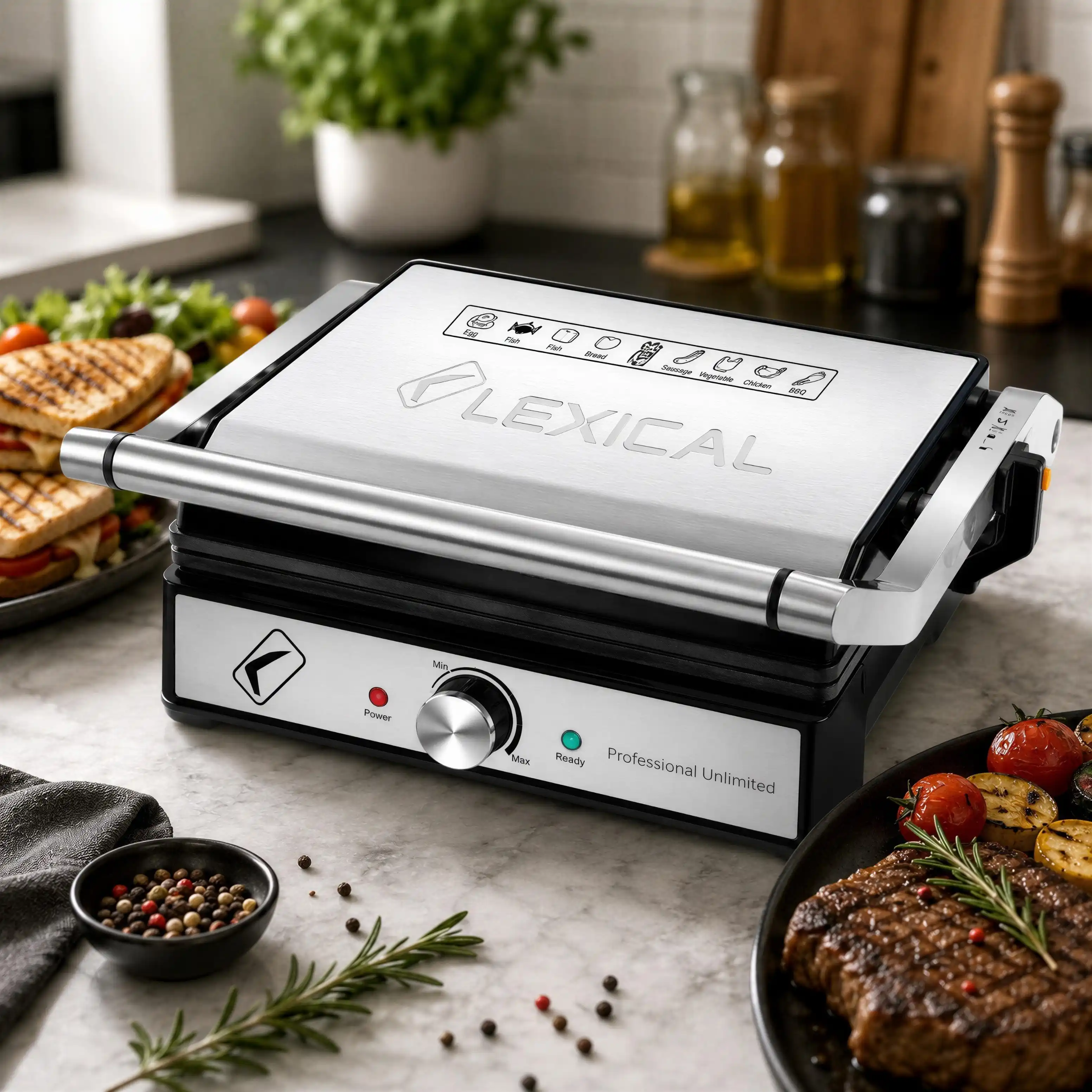 Sandwich Maker Grill Lexical LSM-2570 2000W – Inox & Noir