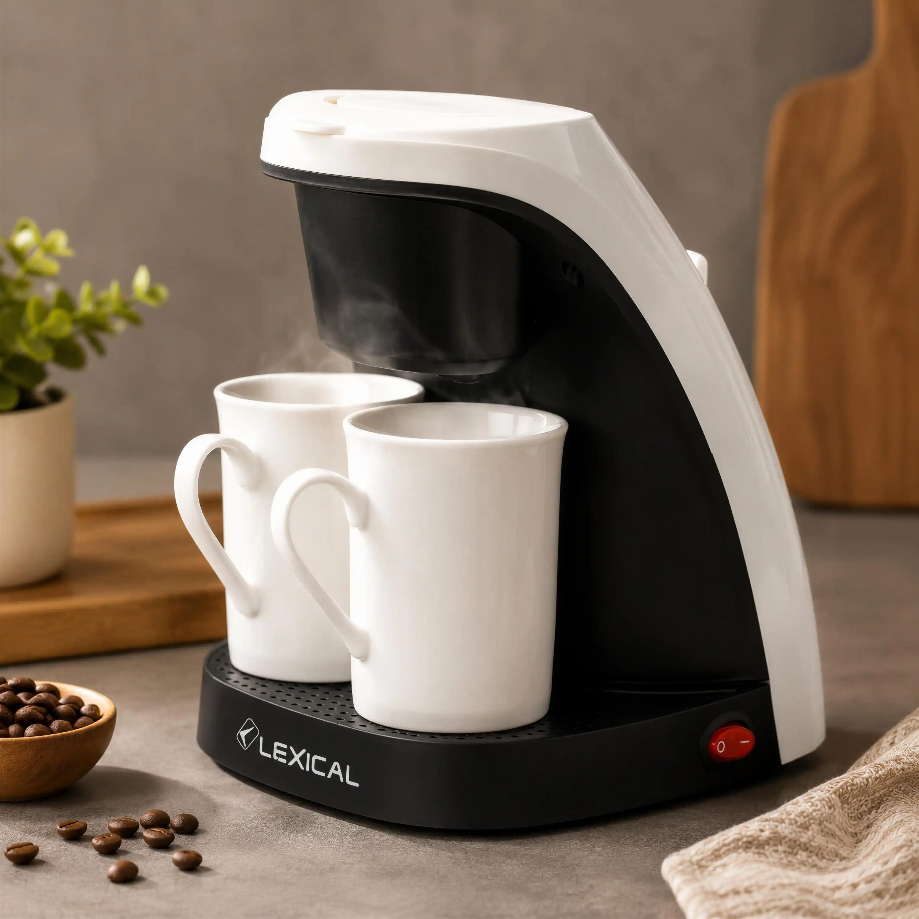 Cafetière Électrique Lexical LEM-0620 450W – 300ml – Noir & Blanc