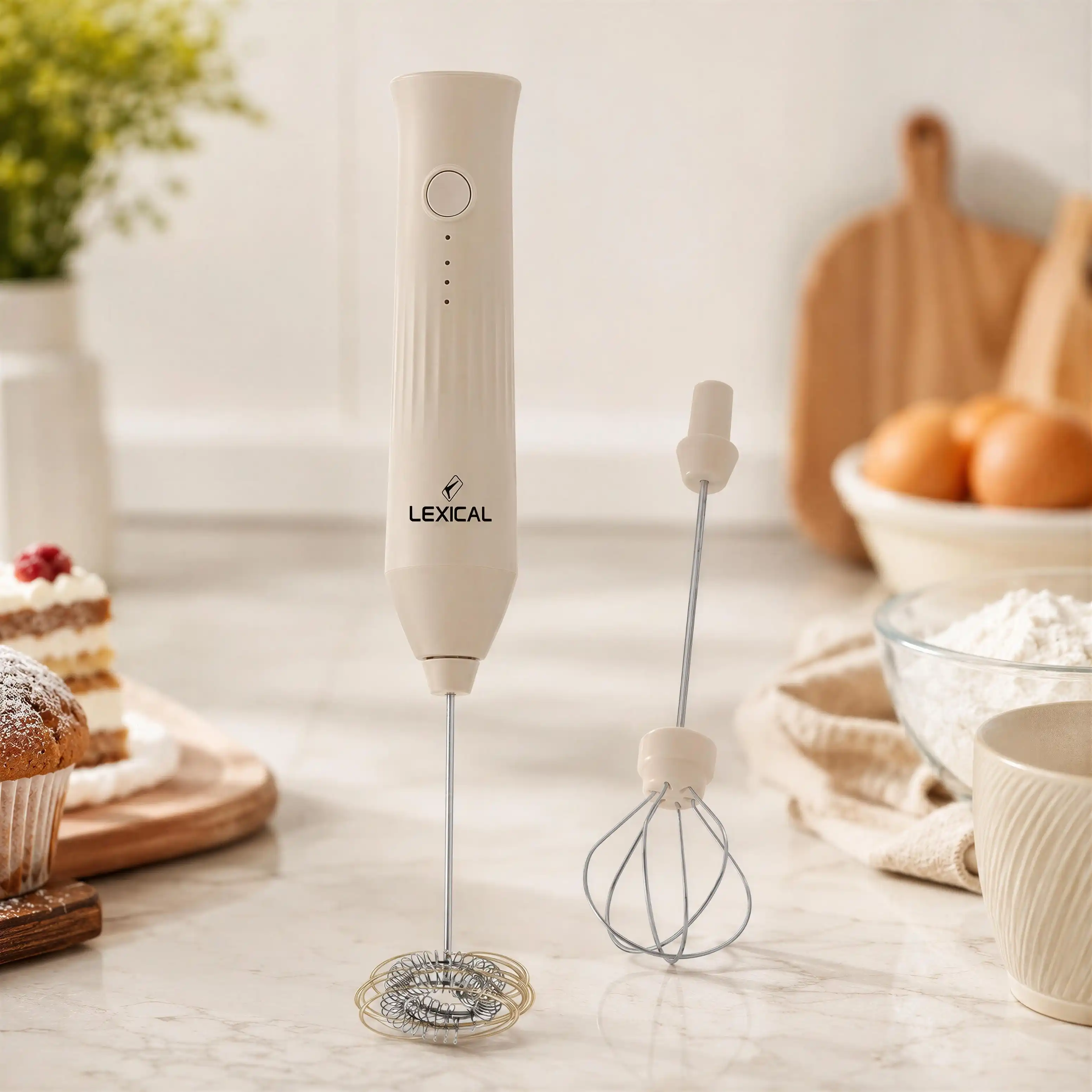 Mousseur à Lait Électrique Lexical 2-en-1 Rechargeable – Beige