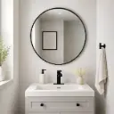 Miroir rond mural – Cadre MDF noir stratifie (Ø 70 cm)