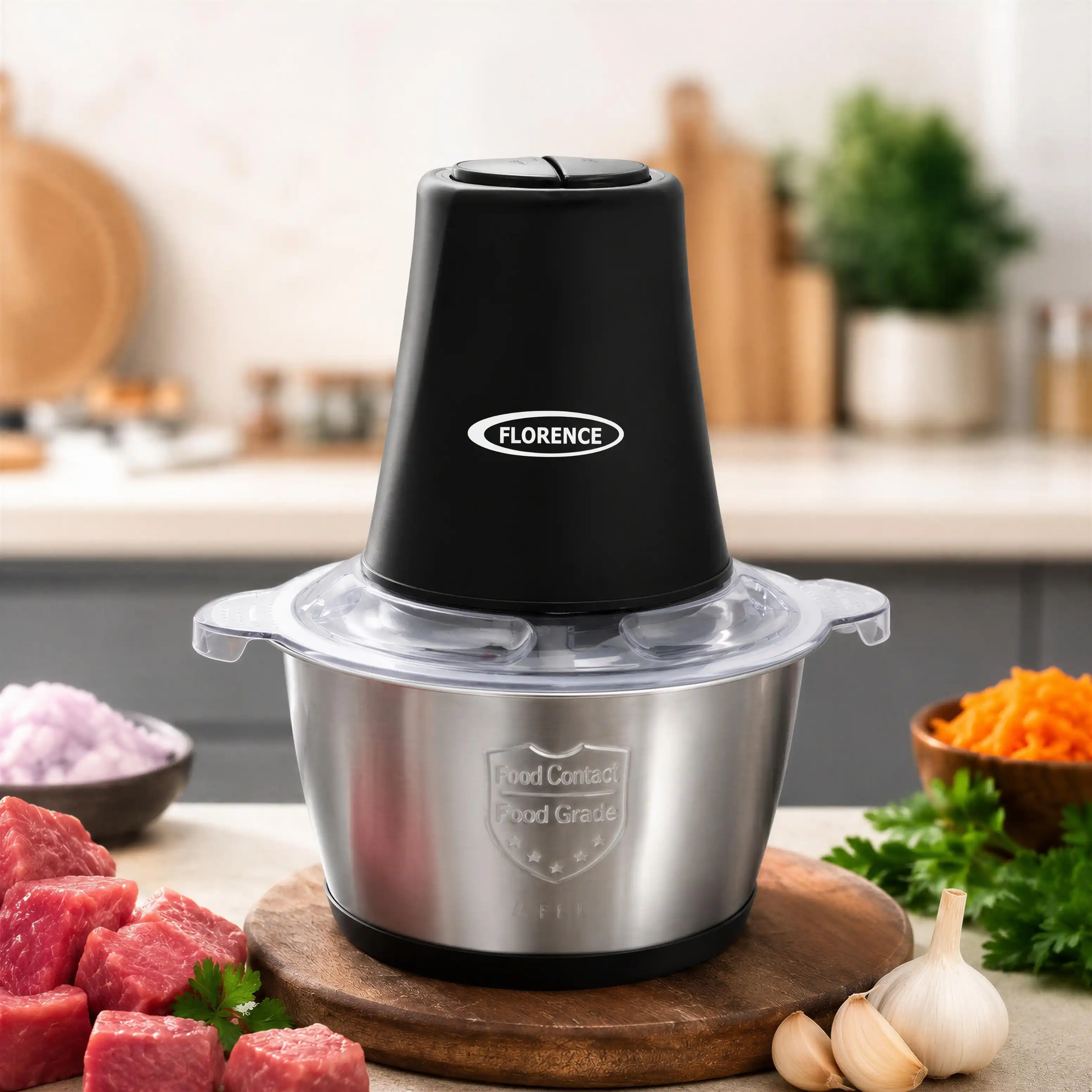 Hachoir Multifonctions Florence HX-360 – Bol Inox 2L – 400W