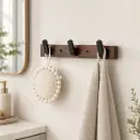Porte-Manteaux Mural Bois & Aluminium Noir – 3 Crochets